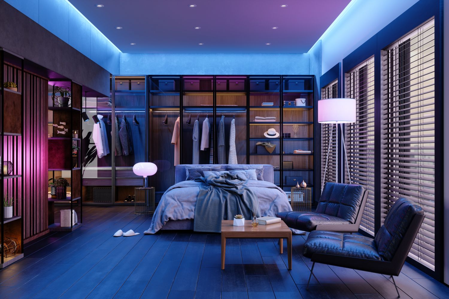 Schlafzimmer ausgestattet mit smarten devices 